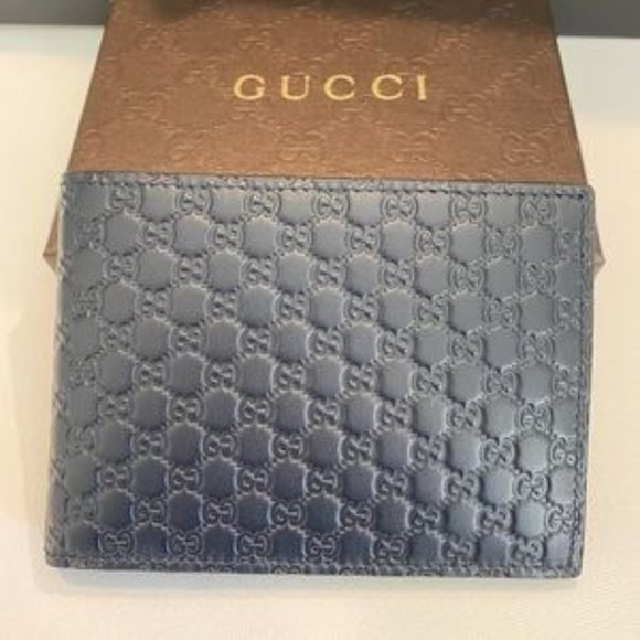 Gucci Other - Men's Wallet: New Navy Blue Micro Leather 100%